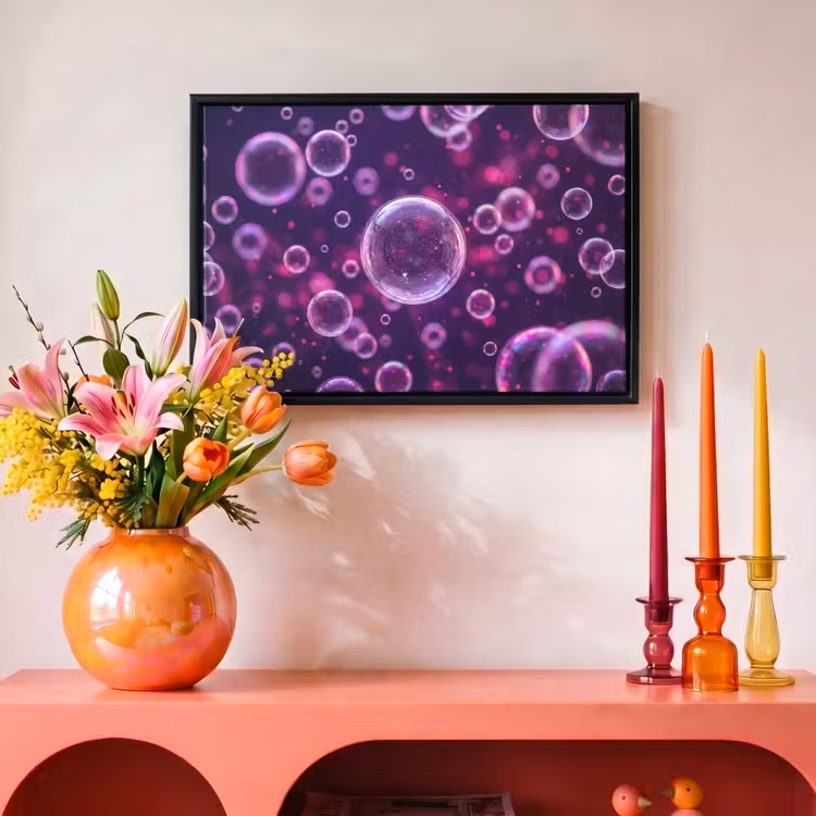 Canvas met lijst - Paars - Bubbels - Schuim — 4
