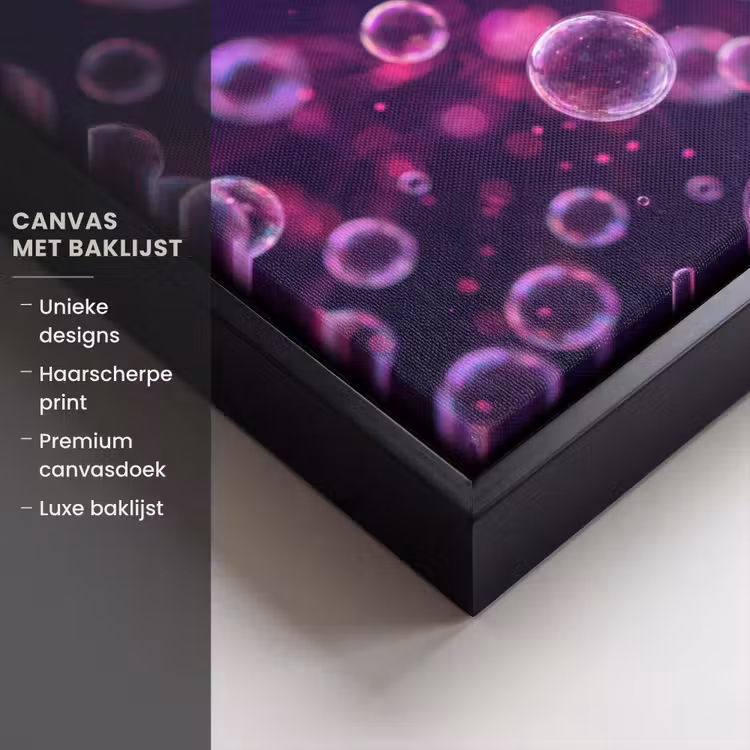 Canvas met lijst - Paars - Bubbels - Schuim — 5