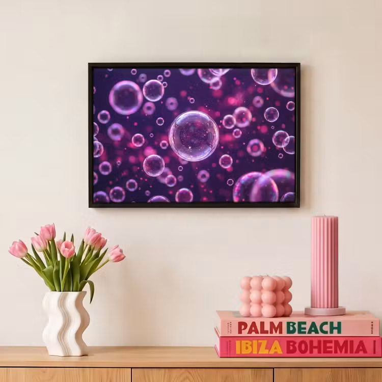 Canvas met lijst - Paars - Bubbels - Schuim — 8