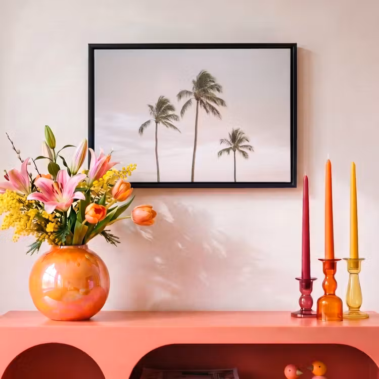Canvas met lijst - Palmbomen - Zonsondergang - Roze — 4