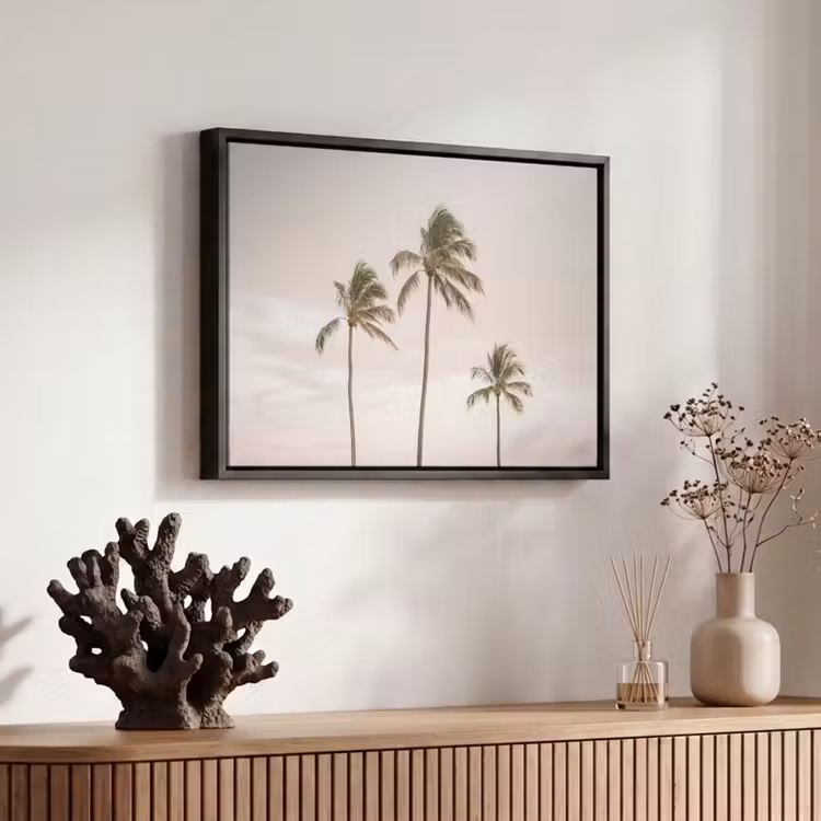 Canvas met lijst - Palmbomen - Zonsondergang - Roze — 6