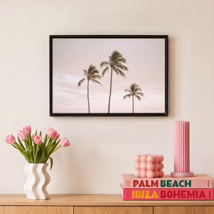 Canvas met lijst - Palmbomen - Zonsondergang - Roze — 8