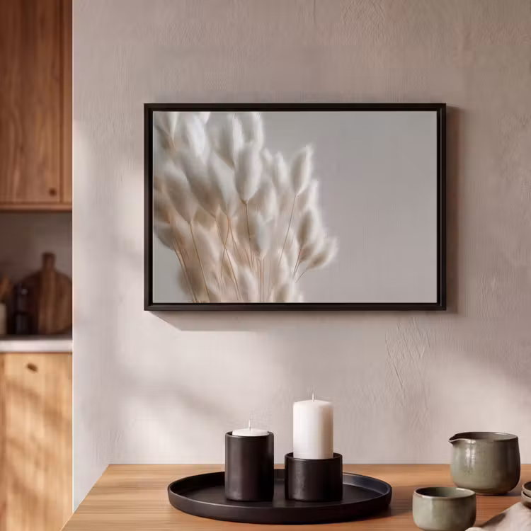 Canvas met lijst - Pluimen - Beige - Minimalistisch — 2