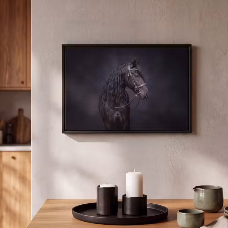 Canvas met lijst - Portret - Paard - Donker — 2