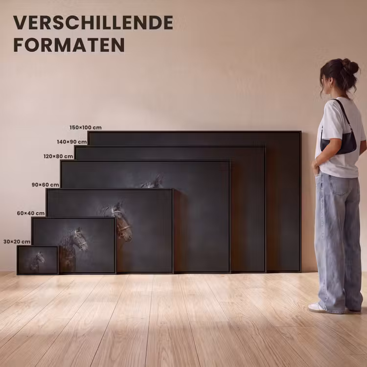 Canvas met lijst - Portret - Paard - Donker — 7