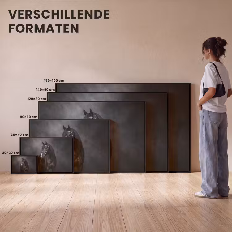 Canvas met lijst - Portret - Paard - Zwart — 7