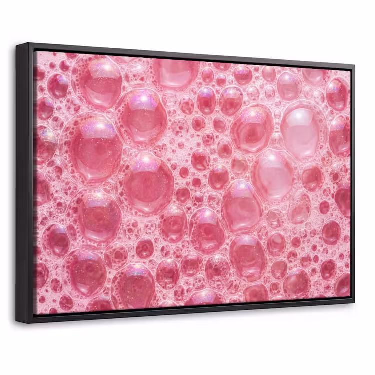 Canvas met lijst - Roze - Schuim - Bubbels — 1
