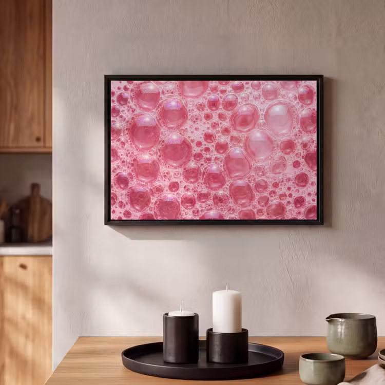 Canvas met lijst - Roze - Schuim - Bubbels — 2