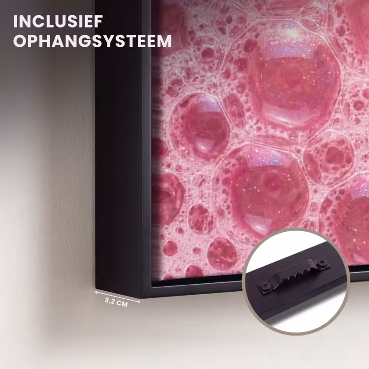 Canvas met lijst - Roze - Schuim - Bubbels — 3