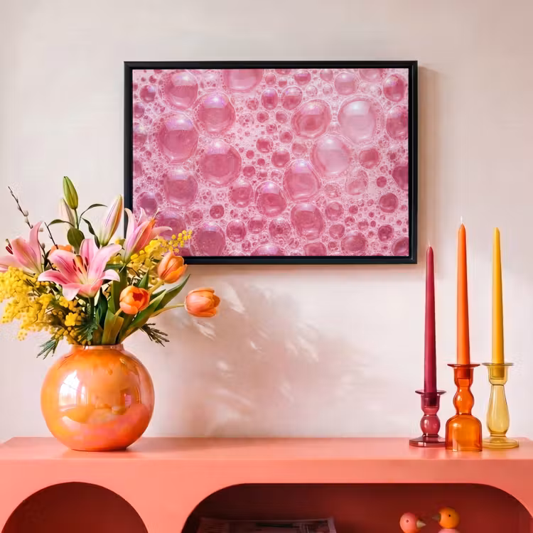 Canvas met lijst - Roze - Schuim - Bubbels — 4