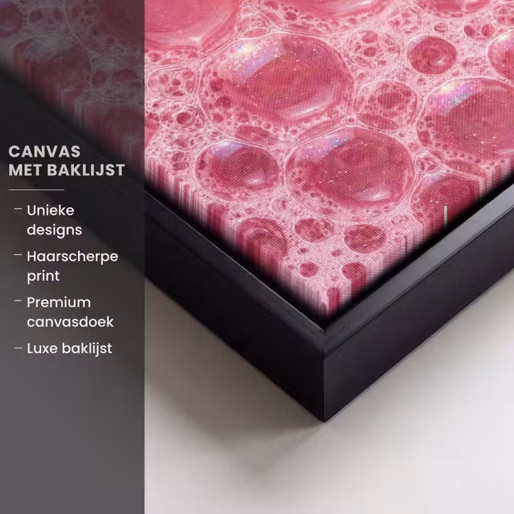 Canvas met lijst - Roze - Schuim - Bubbels — 5