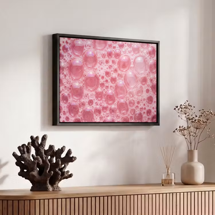 Canvas met lijst - Roze - Schuim - Bubbels — 6