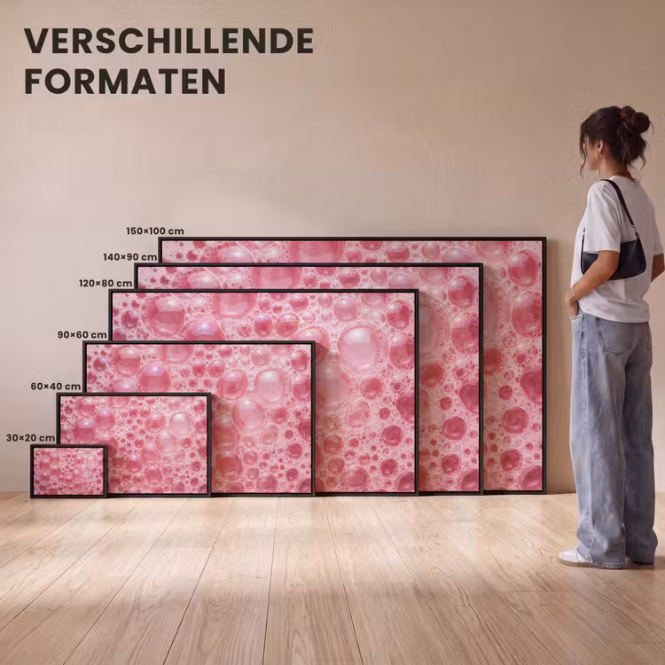 Canvas met lijst - Roze - Schuim - Bubbels — 7