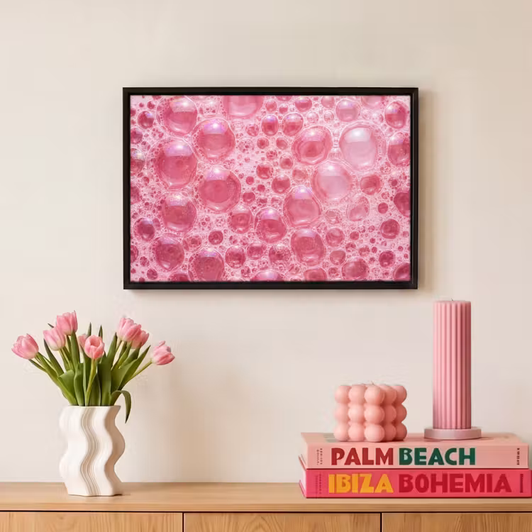 Canvas met lijst - Roze - Schuim - Bubbels — 8