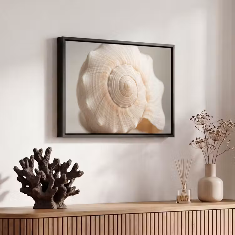 Canvas met lijst - Schelp - Detail - Beige — 6