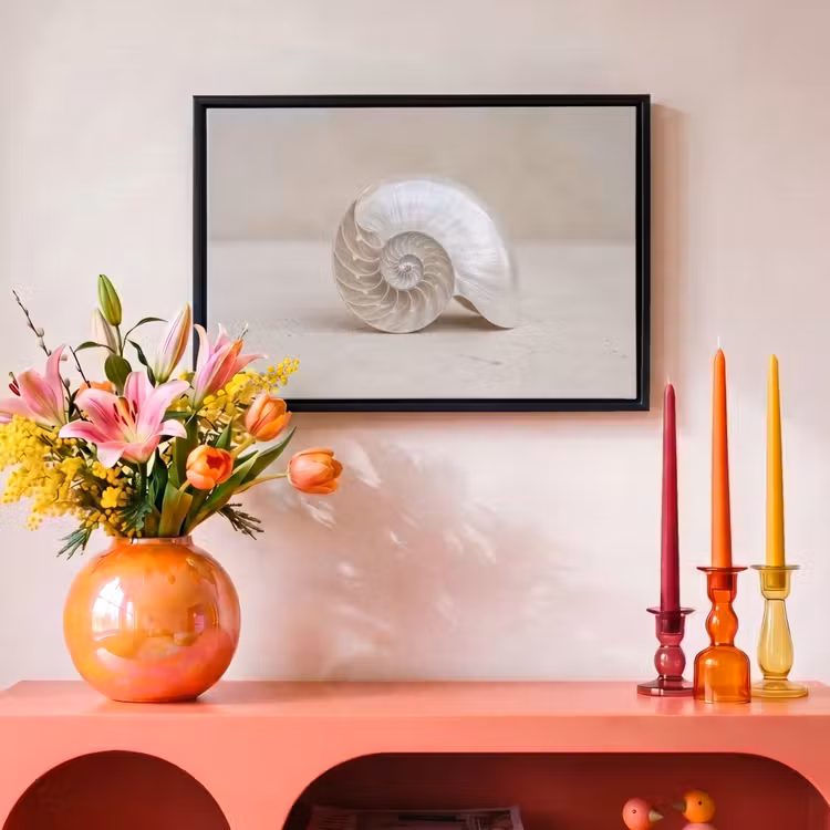 Canvas met lijst - Schelp - Spiraal - Beige — 4