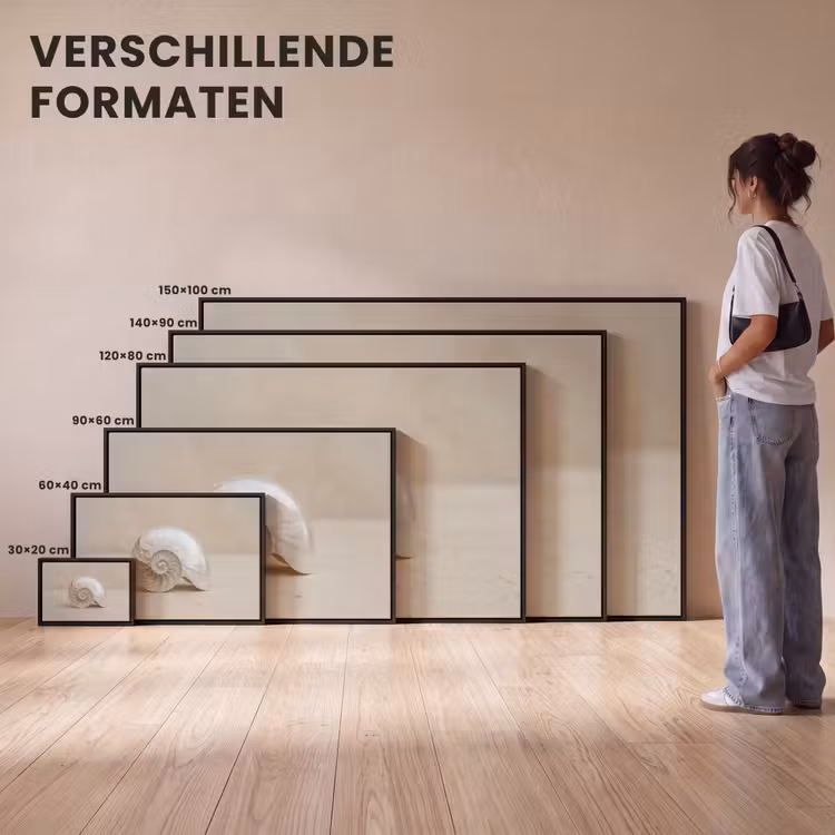 Canvas met lijst - Schelp - Spiraal - Beige — 7