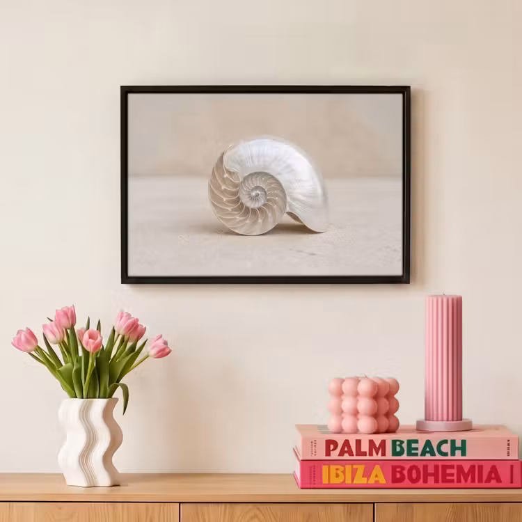 Canvas met lijst - Schelp - Spiraal - Beige — 8