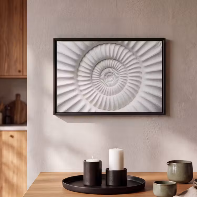 Canvas met lijst - Schelp - Spiraal - Wit — 2