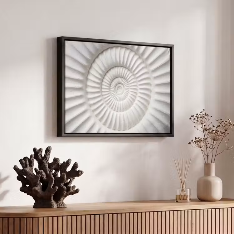 Canvas met lijst - Schelp - Spiraal - Wit — 6
