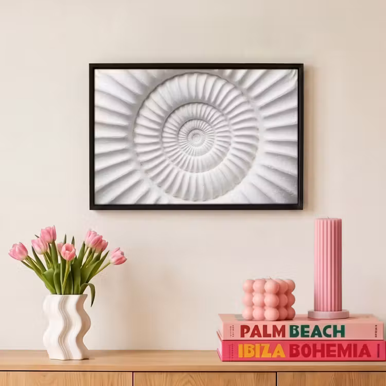 Canvas met lijst - Schelp - Spiraal - Wit — 8