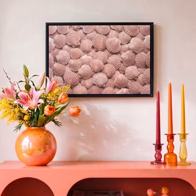 Canvas met lijst - Schelpen - Patroon - Roze — 4