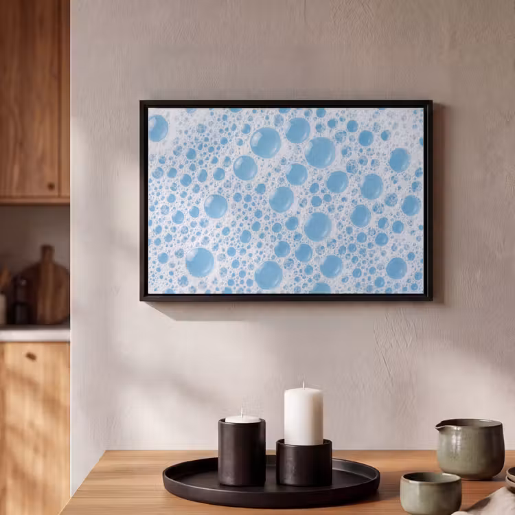 Canvas met lijst - Schuim - Bubbels - Blauw — 2