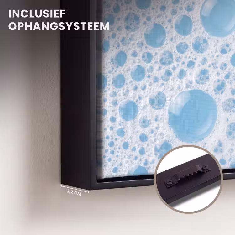Canvas met lijst - Schuim - Bubbels - Blauw — 3