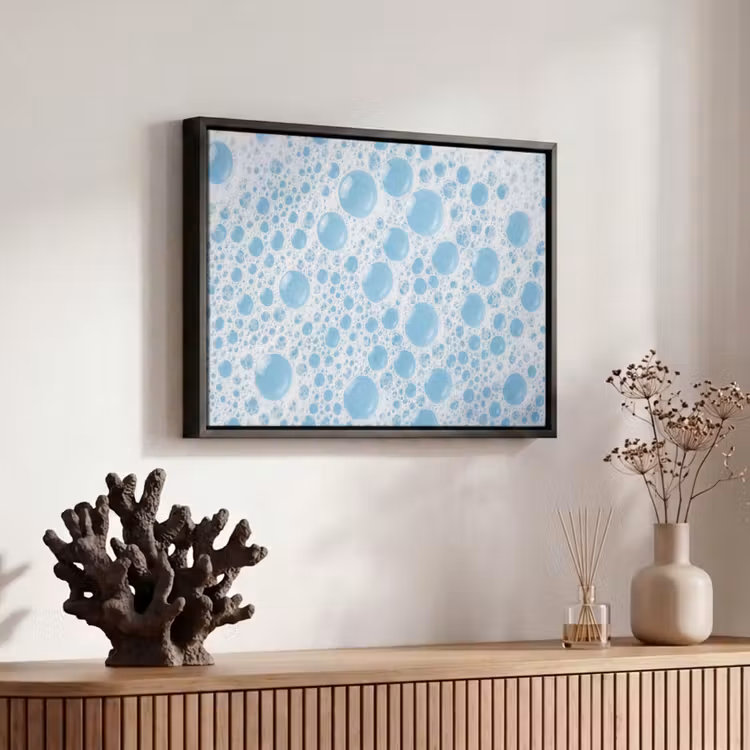 Canvas met lijst - Schuim - Bubbels - Blauw — 6