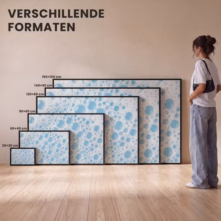 Canvas met lijst - Schuim - Bubbels - Blauw — 7