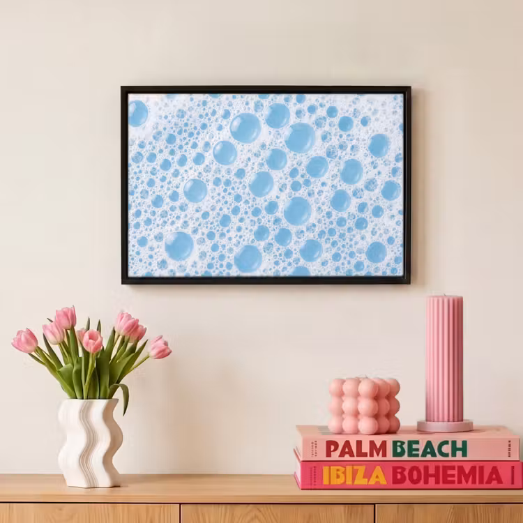 Canvas met lijst - Schuim - Bubbels - Blauw — 8