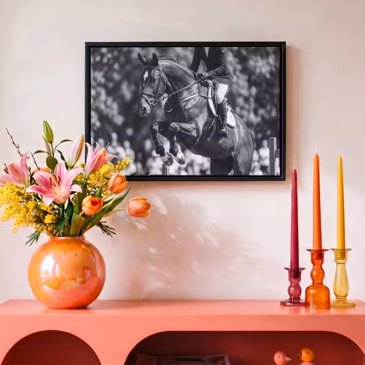 Canvas met lijst - Springen - Paard - Zwart - Wit — 4