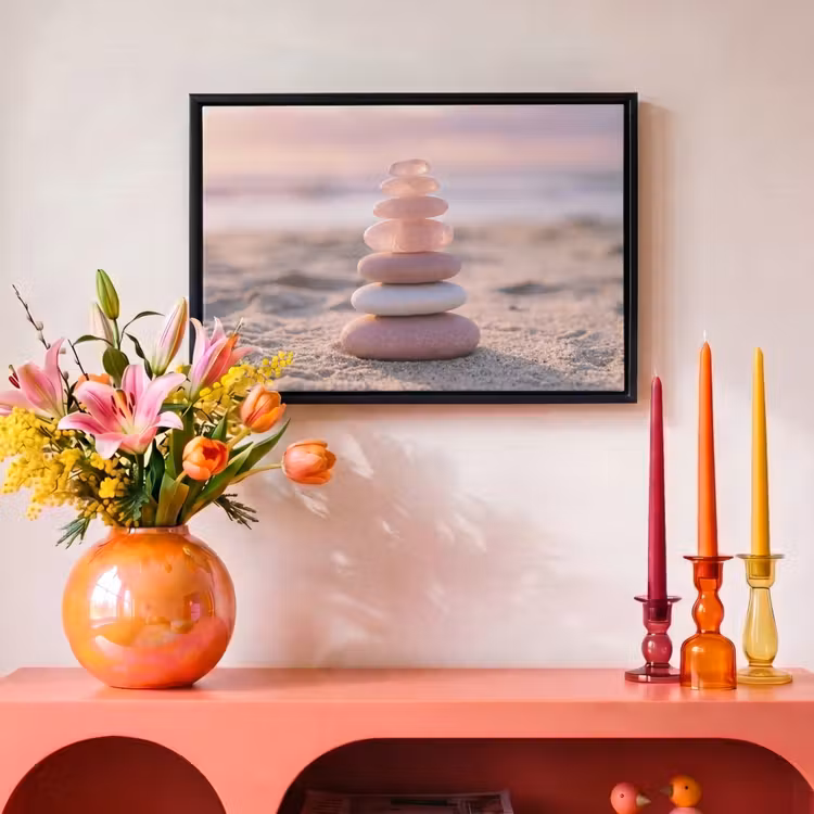 Canvas met lijst - Stenen - Zand - Roze — 4