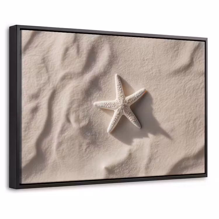 Canvas met lijst - Strand - Zeester - Zand - Beige — 1