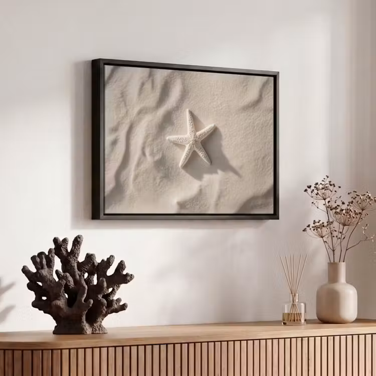 Canvas met lijst - Strand - Zeester - Zand - Beige — 6