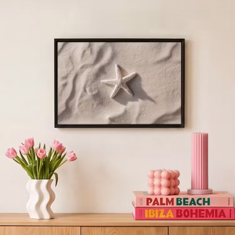 Canvas met lijst - Strand - Zeester - Zand - Beige — 8