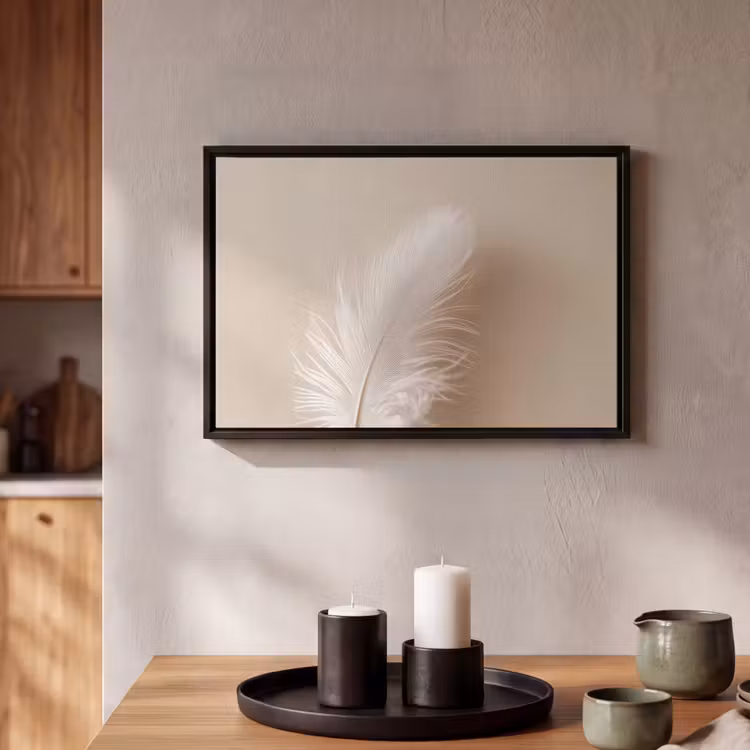Canvas met lijst - Veer - Minimalistisch - Roze — 2