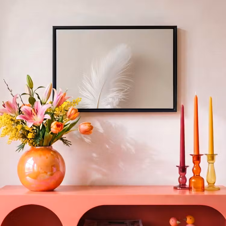 Canvas met lijst - Veer - Minimalistisch - Roze — 4