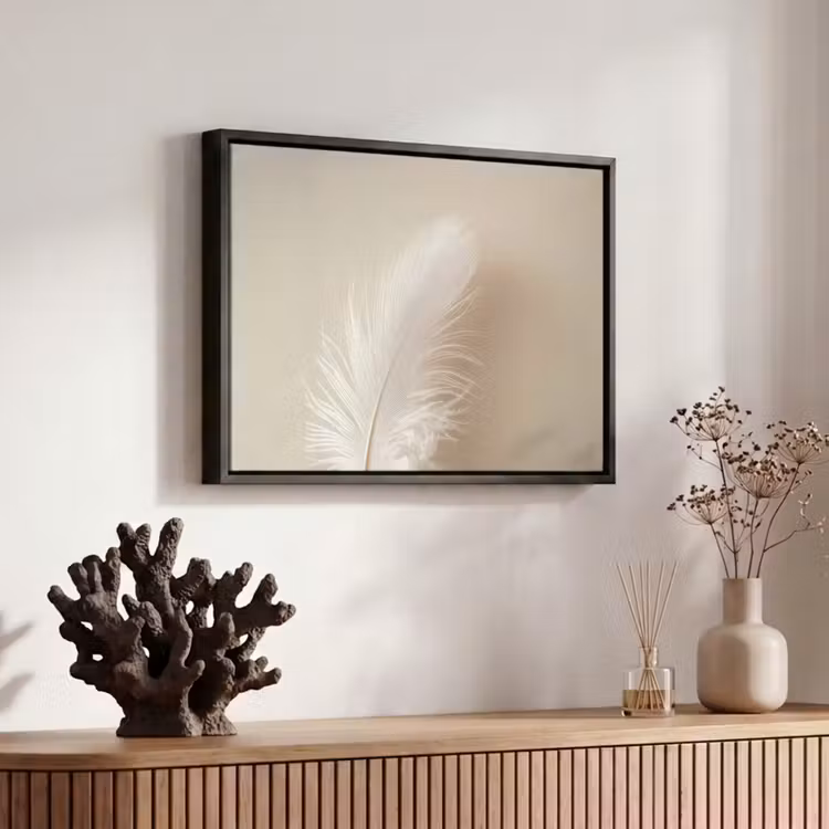 Canvas met lijst - Veer - Minimalistisch - Roze — 6