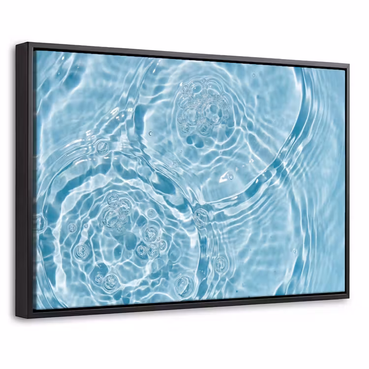 Canvas met lijst - Water - Blauw - bubbels — 1