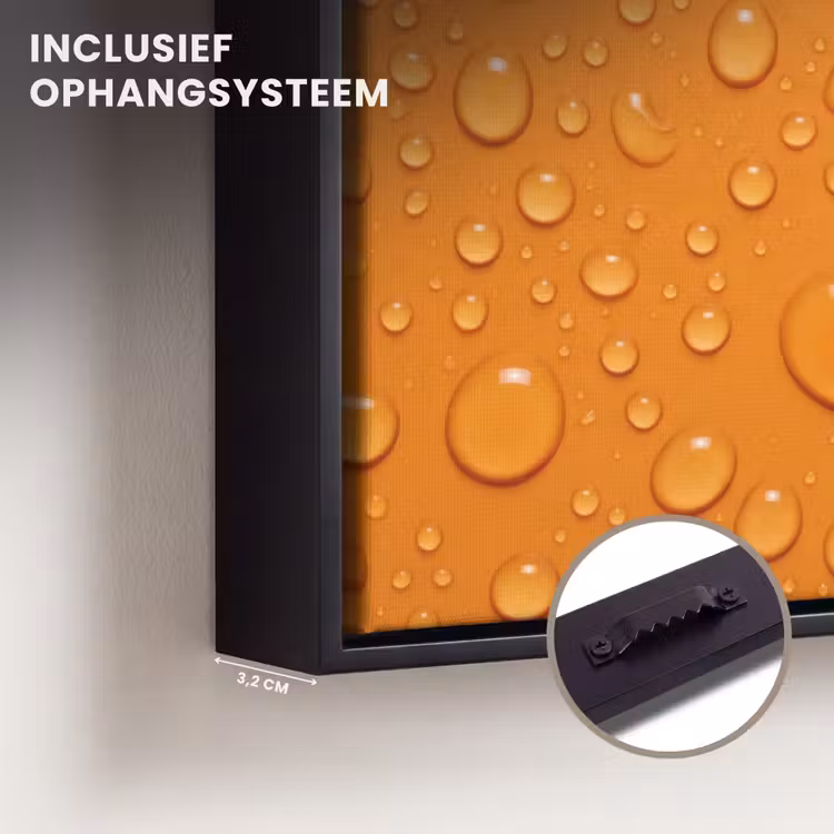 Canvas met lijst - Water - Druppels - Oranje — 3