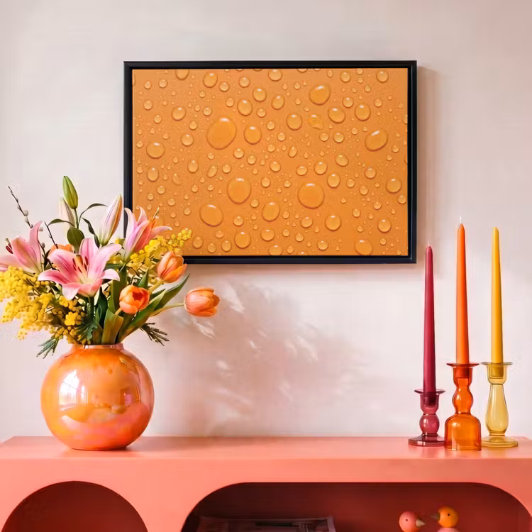 Canvas met lijst - Water - Druppels - Oranje — 4