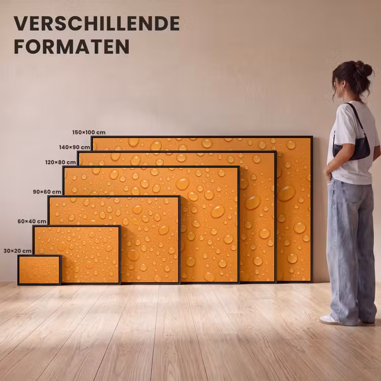 Canvas met lijst - Water - Druppels - Oranje — 7