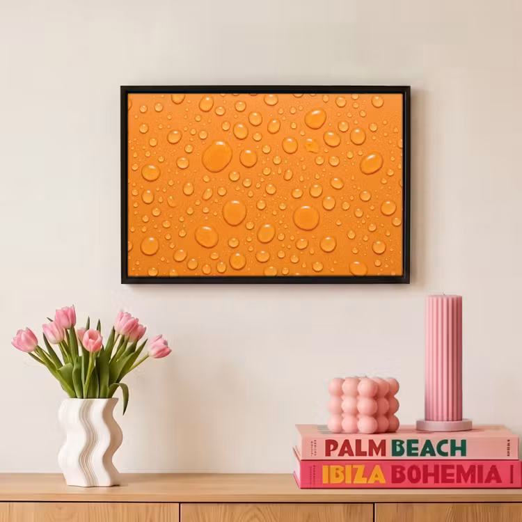 Canvas met lijst - Water - Druppels - Oranje — 8