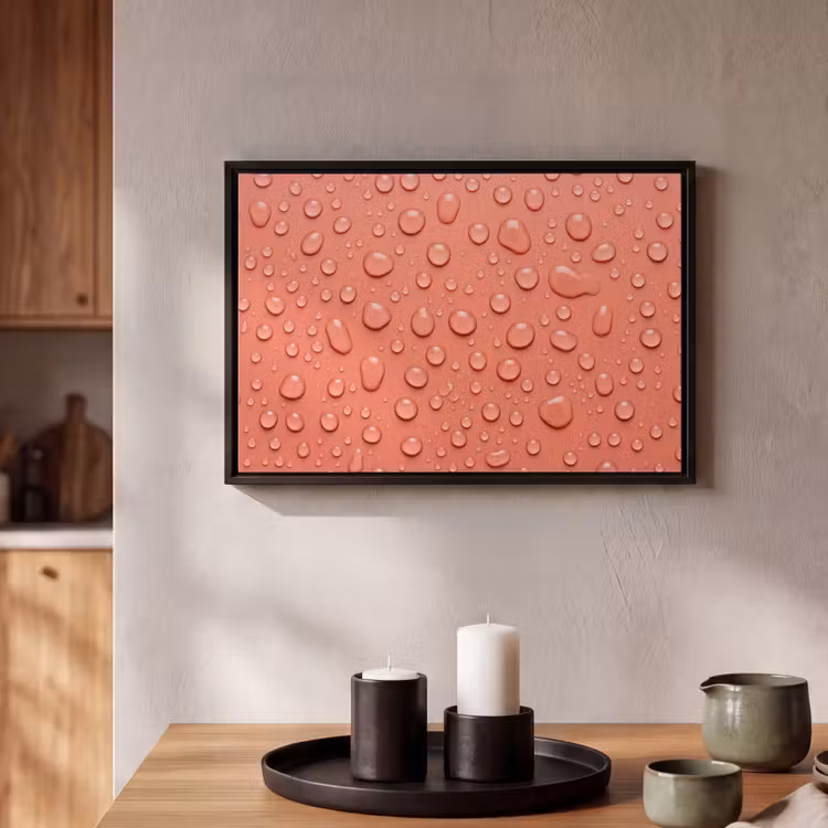 Canvas met lijst - Water - Druppels - Roze — 2