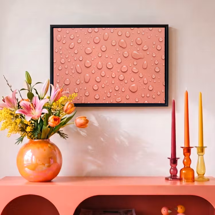 Canvas met lijst - Water - Druppels - Roze — 4