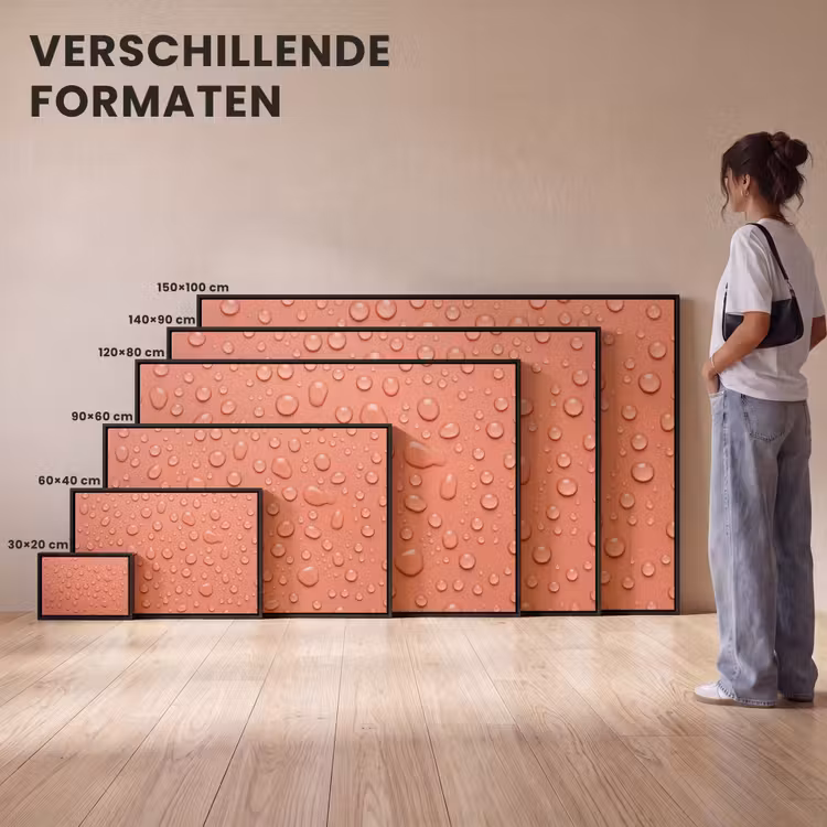Canvas met lijst - Water - Druppels - Roze — 7