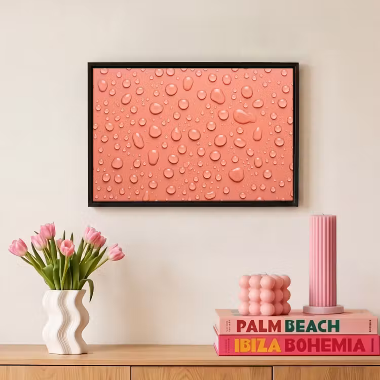 Canvas met lijst - Water - Druppels - Roze — 8