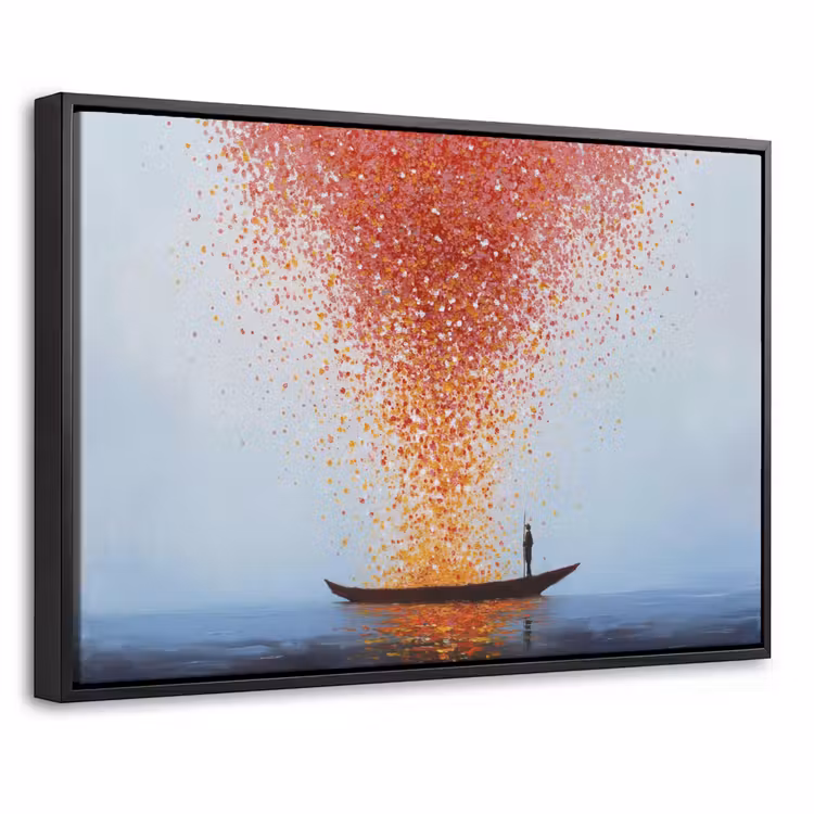 Canvas met lijst - Wolk - Confetti - Boot - Wateroppervlakte — 1