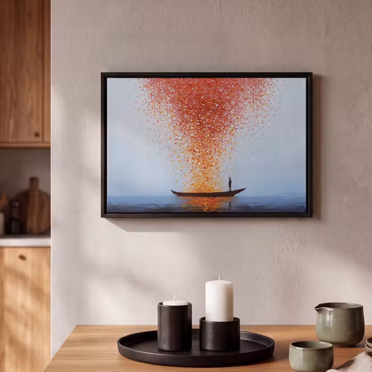 Canvas met lijst - Wolk - Confetti - Boot - Wateroppervlakte — 2